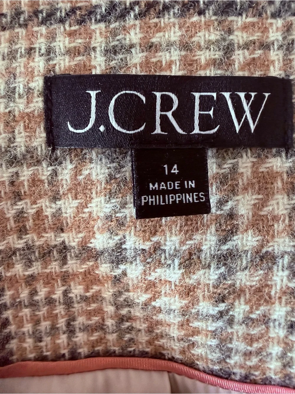 J.Crew Beige and Brown Plaid Tweed Button-Up Blazer